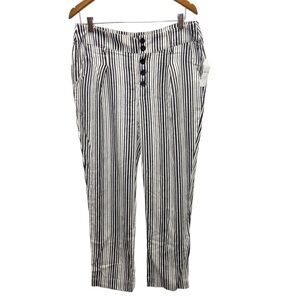NWT Sadie & Sage Striped Button Fly Pants Sz L